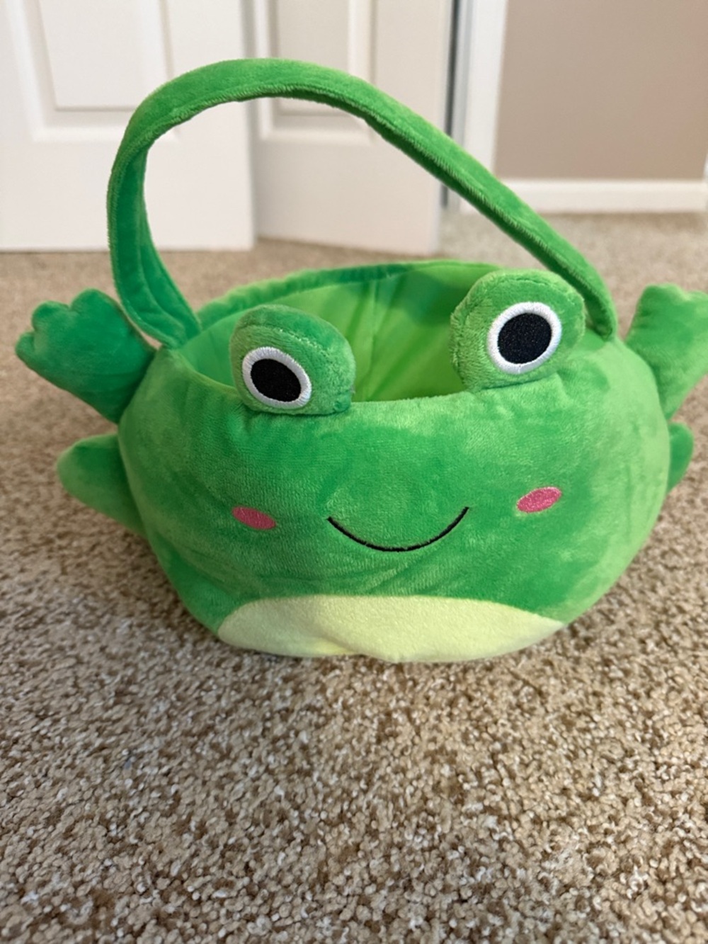 Green Plush Frog Holiday Treat Basket